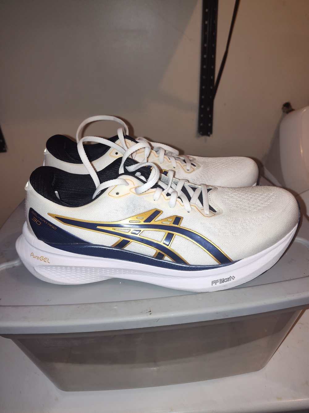 ASICS Men's White Navy Gold Running Shoes